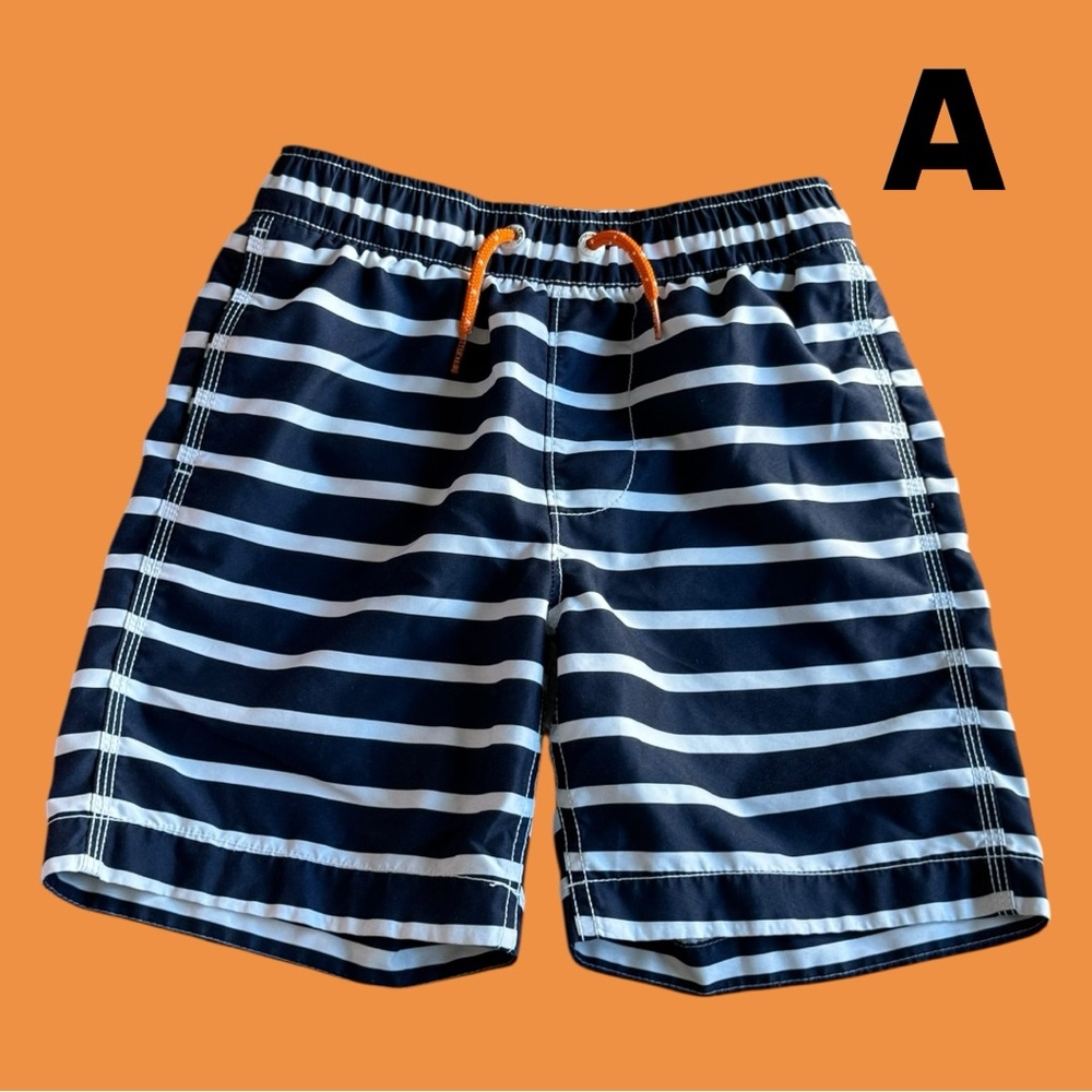 GAP Kids Blue and White Striped Swim Trunks